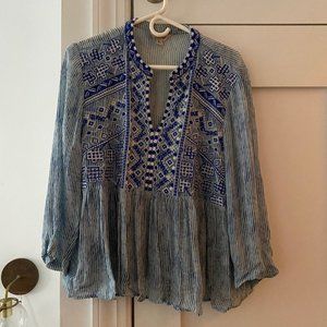 Lucky Brand Gauzy Embroidered Top